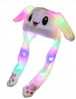 CZAPKA królik ruchome USZY CZAPKA LED świeci HIT