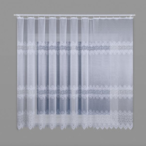 Firanka biała żakardowa pasowa 001539 wys. 200 cm.