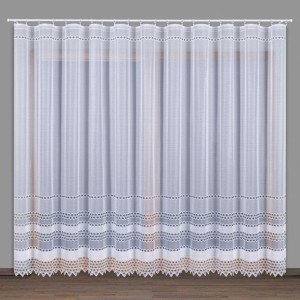 Firanka biała żakardowa pasowa 018669 wys. 250 cm.