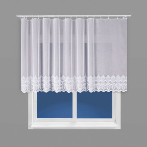 Firanka biała haftowana na markizecie 013231 wys.120 cm.