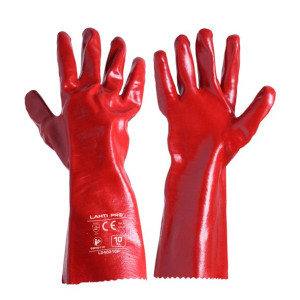 Rękawice pvc długie czerw. l240210p, 12 par, "10", ce, lahti