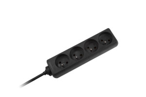 Przedłużacz sieciowy Rebel  czarny 4 gniazda bez przełącznika, kabel 5m (3x