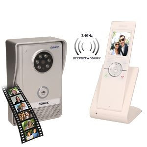 Zestaw wideodomofonowy, bezprzewodowy, zasięg 150m, kolor, LCD 2,4", pamięć