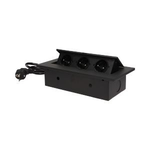 Gniazdo meblowe wpuszczane w blat z grubym rantem 3x2P+Z, przewód 1,5m 3x1,