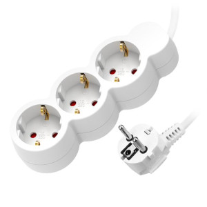 Przedłużacz 3-krotny 2P+Z (schuko), 1,5m H05VV-F 3x1,0mm? , Imax 10A, biały