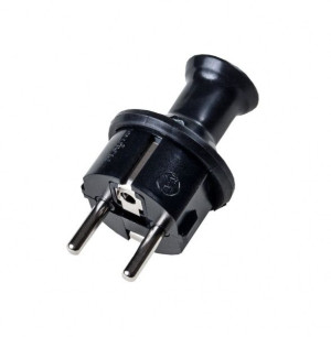 Wtyczka prosta 2P+Z Schuko, IP44, czarna