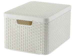 Koszyk z pokrywą Curver Rattan Style L kremowy