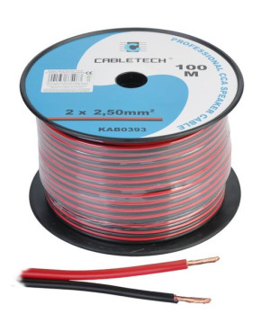 KAB0393 Kabel głośnikowy CCA 2.5mm czarno-czerwony (rolka 100m)