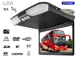 Monitor podwieszany podsufitowy LCD 15cali cali DVD USB SD IR FM GRY... (NV