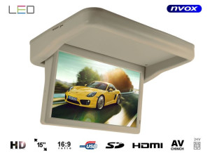 Monitor podwieszany podsufitowy automatycznie opuszczany LED HD 15cali HDMI