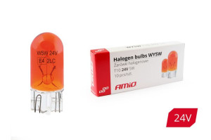 01001 Żarówki halogenowe WY5W T10 5W W2.1x9.5d Amber 24V 10 sztuk