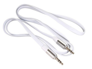Przewód  jack 3.5mm, płaski 2m, metalowy wtyk, white Maclean MCTV-695 W