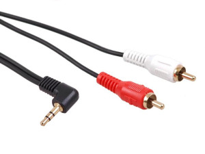 Przewód mini jack 3,5mm kątowy 2RCA 10m czarny MCTV-827