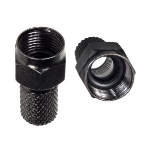Wtyk F satelitarny profesjonalny 6,8mm RG5.9, RG6 czarny nikiel z uszczelką