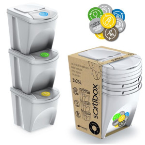 Zestaw koszy do segregacji Sortibox 3x25L biały
