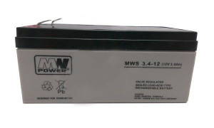 Pb 12V 3.4Ah bezobsługowy (waga 1.3kg, max. prąd ład. 0.95A, max. prąd rozł