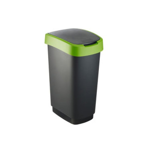 Kosz na śmieci swing Rotho Twist 50L czarno-zielony