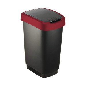 Kosz na śmieci swing Rotho Twist 50L czarno-czerwony