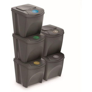Zestaw koszy do segregacji Sortibox 5x25L szare IKWB25S5