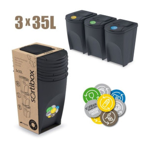 Zestaw koszy do segregacji Sortibox 3x35L antracyt