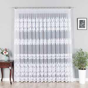 Firanka biała żakardowa pasowa 049360 wys. 250 cm.
