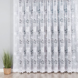 Firanka biała żakardowa po całości 049885 wys. 250 cm.