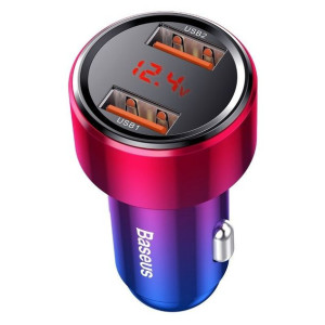 Ładowarka samochodowa baseus magic 2x usb qc 3.0 45w czerwono-niebieska