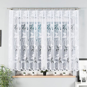 Firanka biała żakardowa po całości 019267 wys. 150 cm.