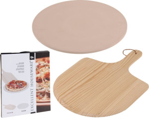 Kamień do wypieku pizzy 33cm z łopatką 49x36cm