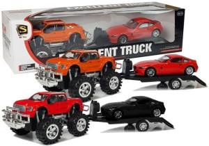 Zestaw Pojazdów Czarny Monster Truck Białe  Laweta 58 cm