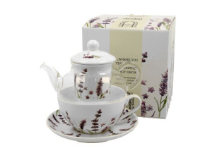 Tea for One szklany / Filiżanka z dzbankiem szklanym CLASSIC LAVENDER