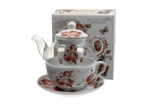 Tea for One szklany / Filiżanka z dzbankiem szklanym SECESJA