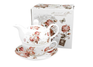 Tea for One porcelanowy / Filiżanka z dzbankiem i spodkiem SECESJA