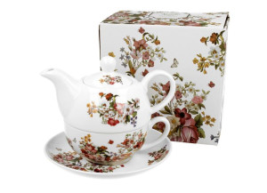 Tea for One porcelanowy / Filiżanka z dzbankiem i spodkiem VINTAGE FLOWERS