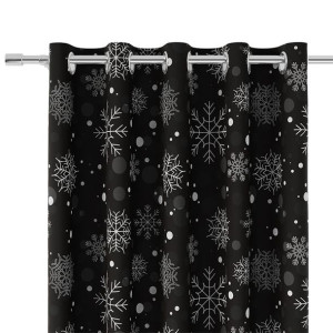 Tkanina dekoracyjna VELVET, 140cm, kolor czarny ze srebrnym SNOWFLAKE
