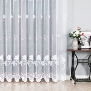 Firanka żakardowa z błyskiem pasowa, 250cm, kolor biały 090255