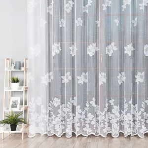 Firanka żakardowa z błyskiem pasowa, 250cm, kolor biały 093338
