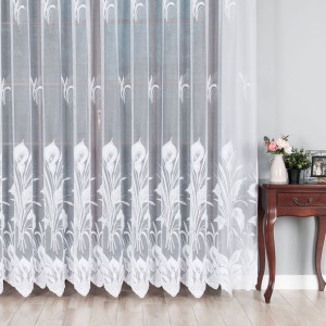 Firanka żakardowa z błyskiem pasowa, 250cm, kolor biały 090366