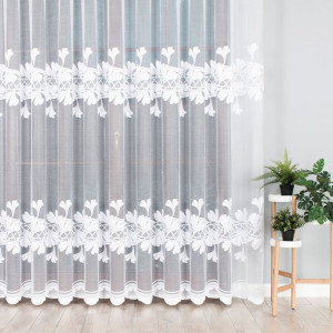 Firanka żakardowa z błyskiem pasowa, 250cm, kolor biały 090386