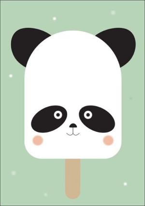 Wesołe lody panda na miętowym tle - plakat 40x50 cm