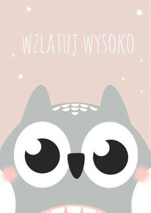 Sowa różowe tło - plakat 20x30 cm