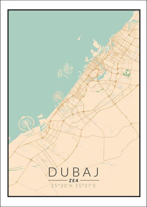 Dubaj mapa kolorowa - plakat 29,7x42 cm