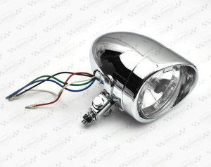 Lampa 4 cale chrom, harley, gładkie szkło