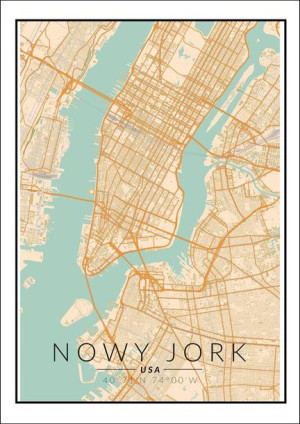 Nowy Jork mapa kolorowa - plakat 61x91,5 cm