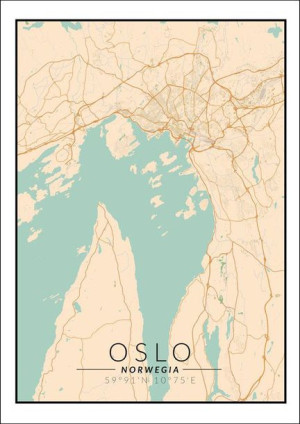 Oslo mapa kolorowa - plakat 59,4x84,1 cm