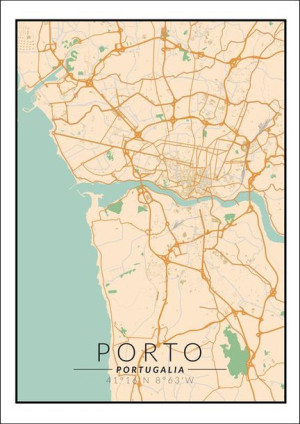 Porto mapa kolorowa - plakat 59,4x84,1 cm
