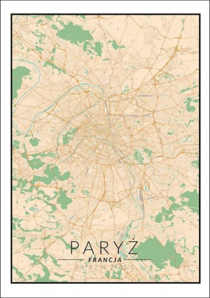Paryż mapa kolorowa - plakat 59,4x84,1 cm