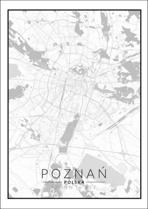 Poznań mapa czarno biała - plakat 61x91,5 cm