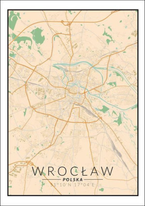 Wrocław mapa kolorowa - plakat 50x70 cm
