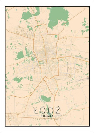 Łódź mapa kolorowa - plakat 50x70 cm